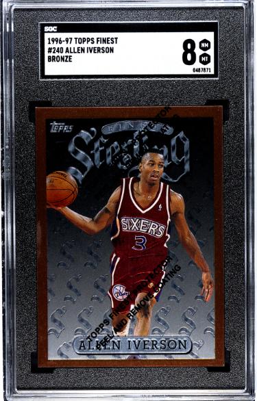Allen Iverson 1996-97 Topps Finest Bronze Rookie Card (RC) #240- SGC Graded 8 NM-MT (Philadelphia 76ers/HOF)-Powers Sports Memorabilia