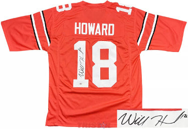 Will Howard Autographed Ohio State Red Custom Stitched College Football Jersey #18 XL- PSA Witnessed-Powers Sports Memorabilia