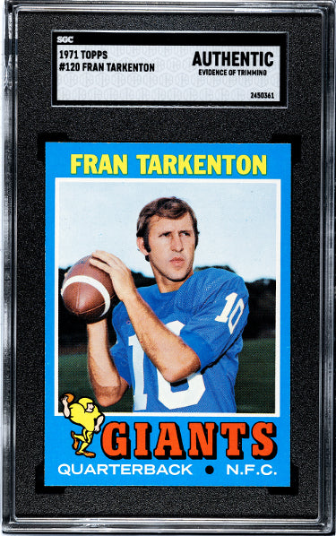Fran Tarkenton 1971 Topps Card #120- SGC Slabbed Authentic (Evidence of Trimming/New York Giants/HOF)-Powers Sports Memorabilia