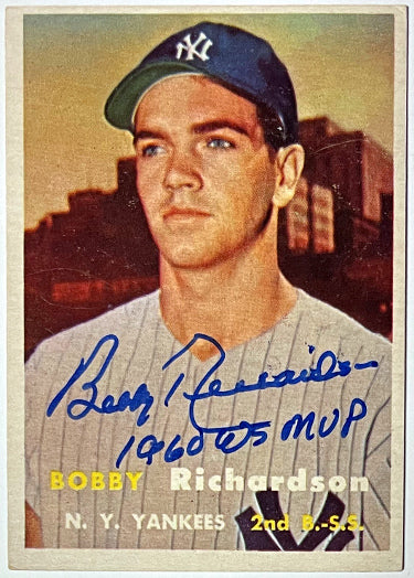 Bobby Richardson Autographed 1957 Topps Rookie On Card Auto (RC) 1960 WS MVP #286- COA (New York Yankees)-Powers Sports Memorabilia