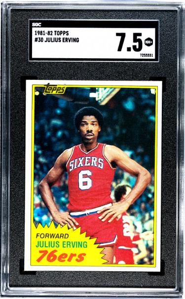Julius "Dr. J" Erving 1981-82 Topps Card #30- SGC Graded 7.5 NM+ (Philadelphia 76ers/HOF)-Powers Sports Memorabilia