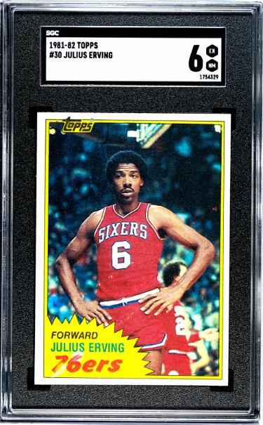 Julius "Dr. J" Erving 1981-82 Topps Card #30- SGC Graded 6 EX-NM (Philadelphia 76ers/HOF)-Powers Sports Memorabilia