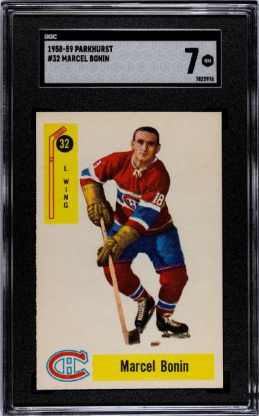 Marcel Bonin 1958-59 Parkhurst NHL Card #32- SGC Graded 7 NM (Montreal Canadiens)-Powers Sports Memorabilia