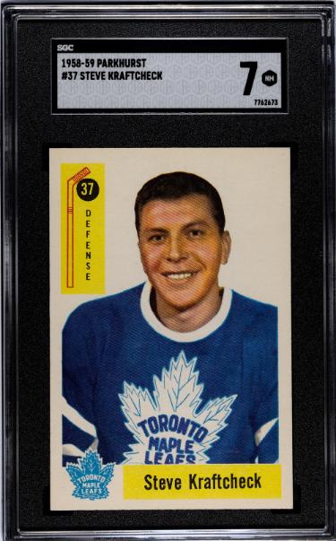 Steve Kraftcheck 1958-59 Parkhurst NHL Card #37- SGC Graded 7 NM (Maple Leafs)-Powers Sports Memorabilia
