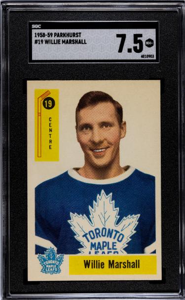 Willie Marshall 1958-59 Parkhurst NHL Card #19- SGC Graded 7.5 NM+ (Toronto Maple Leafs)-Powers Sports Memorabilia