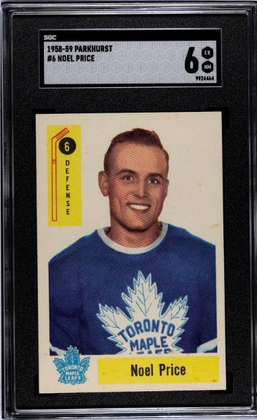 Noel Price 1958-59 Parkhurst NHL Card #6- SGC Graded 6 EX-NM (Toronto Maple Leafs)-Powers Sports Memorabilia