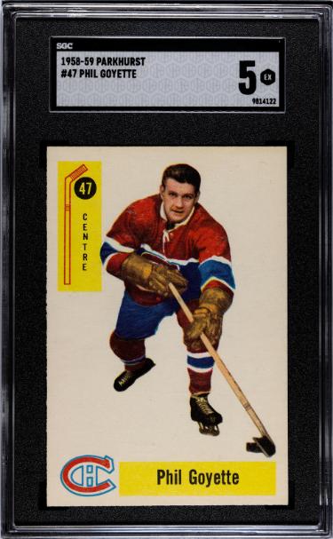 Phil Goyette 1958-59 Parkhurst NHL Card #47- SGC Graded 5 EX (Montreal Canadiens)-Powers Sports Memorabilia