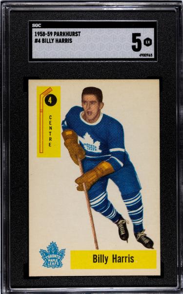 Billy Harris 1958-59 Parkhurst NHL Card #4- SGC Graded 5 EX (Toronto Maple Leafs)-Powers Sports Memorabilia