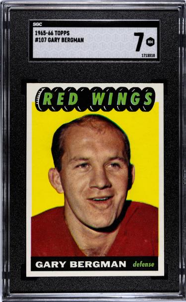 Gary Bergman 1965-66 Topps NHL Card #107- SGC Graded 7 NM (Detroit Red Wings)-Powers Sports Memorabilia