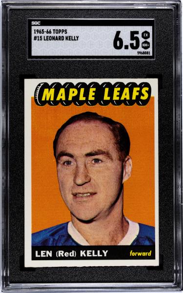 Leonard Kelly 1965-66 Topps NHL Card #15- SGC Graded 6.5 EX-NM+ (Toronto Maple Leafs)-Powers Sports Memorabilia