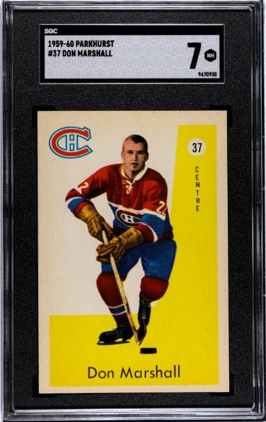 Don Marshall 1959-60 Parkhurst NHL Card #37- SGC Graded 7 NM (Montreal Canadiens)