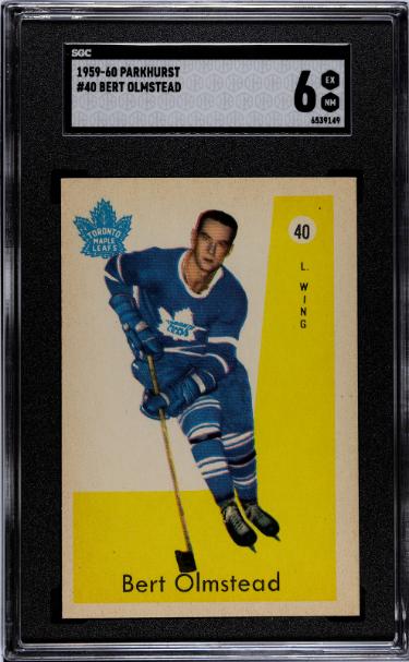 Bert Olmstead 1959-60 Parkhurst NHL Card #40- SGC Graded 6 EX-NM (Toronto Maple Leafs)-Powers Sports Memorabilia