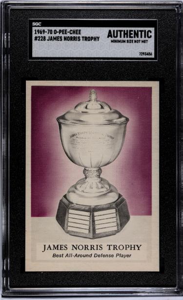 1969-70 O-Pee-Chee James Norris Trophy NHL Card #228- SGC Slabbed Authentic (Minimum Size Not Met)-Powers Sports Memorabilia