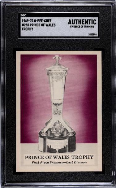 1969-70 O-Pee-Chee Prince of Wales Trophy NHL Card #230- SGC Slabbed Authentic (Evidence of Trimming)-Powers Sports Memorabilia