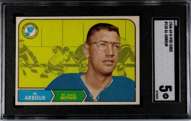 Al Arbour 1968-69 O-Pee-Chee NHL Card #128- SGC Graded 5 EX (St. Louis Blues)-Powers Sports Memorabilia