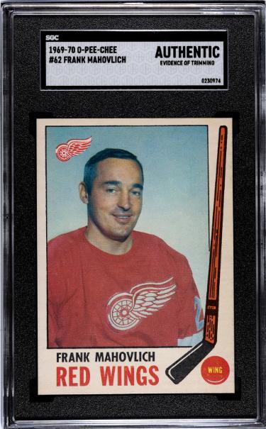 Frank Mahovlich 1968-69 O-Pee-Chee NHL Card #62- SGC Slabbed Authentic (Evidence of Trimming/Detroit Red Wings/HOF/Senator)-Powers Sports Memorabilia