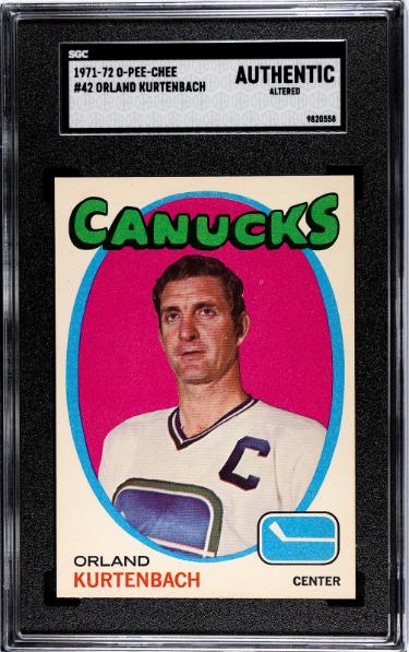 Orlando Kurtenbach 1971-72 O-Pee-Chee NHL Card #42-SGC Slabbed Authentic Altered (Vancouver Canucks)-Powers Sports Memorabilia