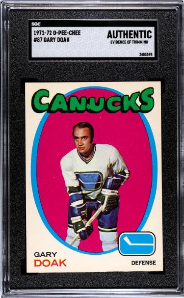 Gary Doak 1971-72 O-Pee-Chee NHL Card #87- SGC Slabbed Authentic (Evidence of Trimming/Vancouver Canucks)-Powers Sports Memorabilia