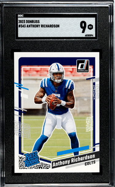 Anthony Richardson 2023 Donruss Rated Rookie Card (RC) #343- SGC Graded 9 Mint (Indianapolis Colts)-Powers Sports Memorabilia