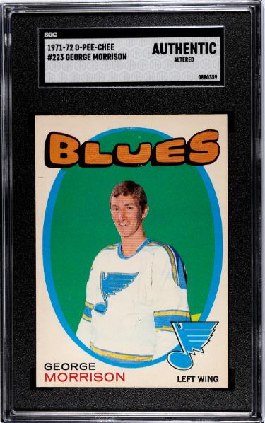 George Morrison 1971-72 O-Pee-Chee NHL Rookie (RC) Card #223- SGC Slabbed Authentic Altered (St. Louis Blues)-Powers Sports Memorabilia