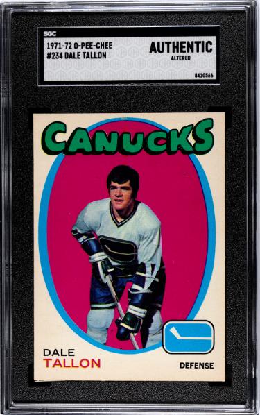 Dale Tallon 1971-72 O-Pee-Chee NHL Card #234- SGC Slabbed Authentic Altered (Vancouver Canucks)-Powers Sports Memorabilia