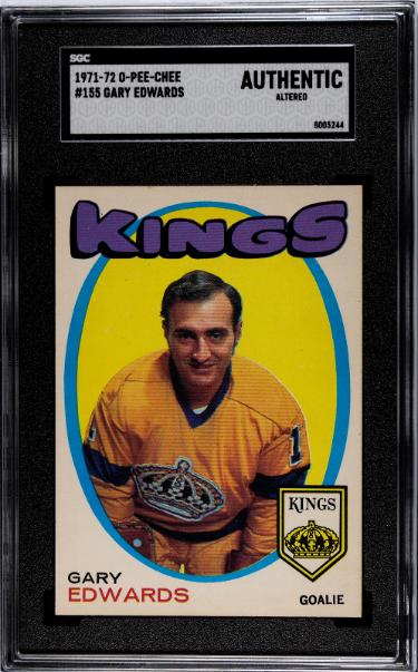 Gary Edwards 1971-72 O-Pee-Chee NHL Rookie (RC) Card #155- SGC Slabbed Authentic Altered (Los Angeles Kings)-Powers Sports Memorabilia