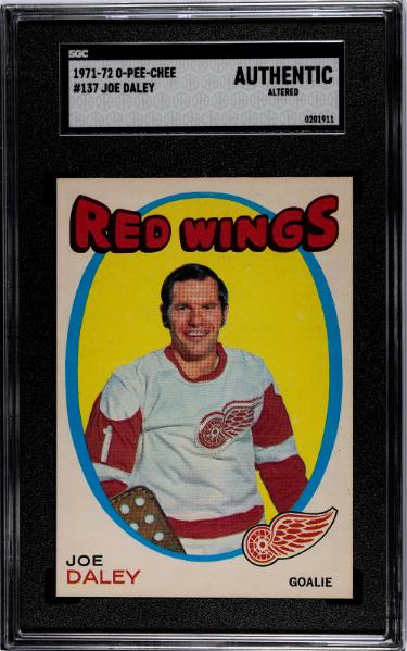 Joe Daley 1971-72 O-Pee-Chee NHL Card #137- SGC Slabbed Authentic Altered (Detroit Red Wings)-Powers Sports Memorabilia