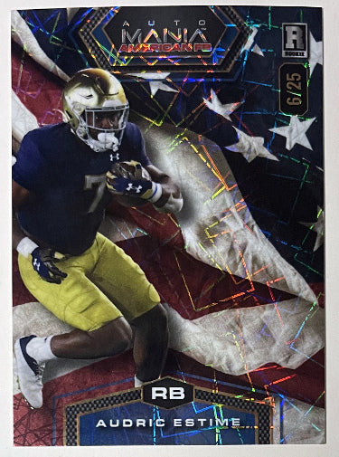Audric Estime 2024 Wildcard Auto Mania Rookie Card (RC) #AMAH-AE- /25 (Notre Dame/Denver Broncos)-Powers Sports Memorabilia