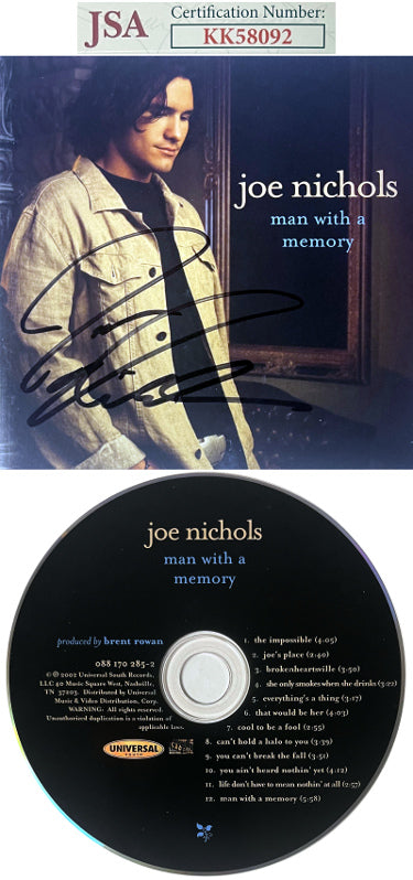 Joe Nichols Autographed 2002 Man With A Memory Album Cover Booklet w/ CD & Case- JSA #KK58092-Powers Sports Memorabilia