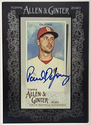 Paul DeJong Autographed 2020 Topps Allen & Ginter Mini Black Framed On Card Auto #MA-PD- /25 (St. Louis Cardinals)-Powers Sports Memorabilia