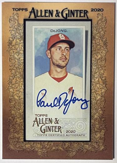 Paul DeJong 2020 Topps Allen & Ginter's Mini Framed On Card Auto #MA-PD (St. Louis Cardinals)-Powers Sports Memorabilia