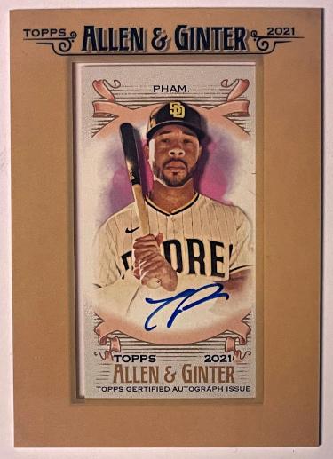 Tommy Pham 2021 Topps Allen & Ginter Mini Framed On Card Auto #FMA-TP (San Diego Padres)-Powers Sports Memorabilia