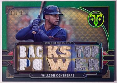 Wilson Contreras 2022 Topps Triple Threads Relics Emerald Card #TTR-WC2- /18 (Chicago Cubs)-Powers Sports Memorabilia
