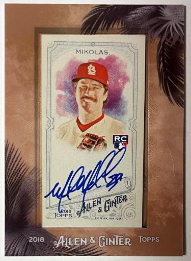 Miles Mikolas 2018 Topps Allen & Ginter Mini Framed Rookie (RC) On Card Auto #MA-MMI (St. Louis Cardinals)-Powers Sports Memorabilia