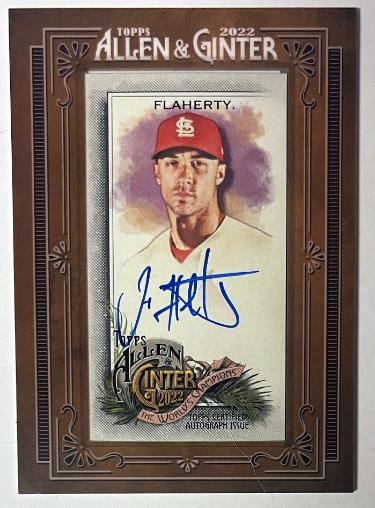 Jack Flaherty Autographed 2022 Topps Allen & Ginter Mini Framed Auto On Card #MA-JF (St. Louis Cardinals)-Powers Sports Memorabilia