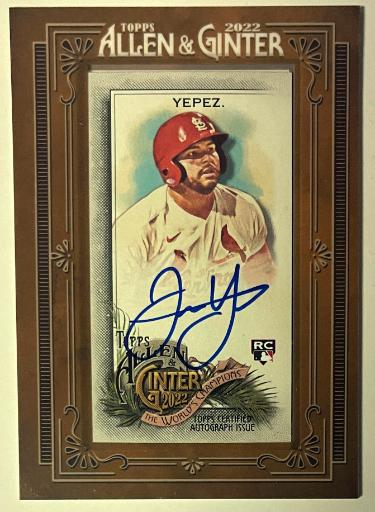 Juan Yepez Autographed 2022 Topps Allen & Ginter Mini Framed RC Auto Card #MA-JT (St. Louis Cardinals)-Powers Sports Memorabilia