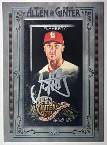Jack Flaherty Autographed 2022 Allen & Ginter Framed Silver Mini Auto Card- /50 (St. Louis Cardinals/Silver Signature)-Powers Sports Memorabilia