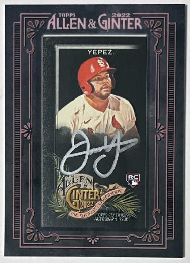 Juan Yepez 2022 Topps Allen & Ginter Mini Framed Black Rookie Auto On Card (RC) #MA-JY- /25 (St. Louis Cardinals)-Powers Sports Memorabilia