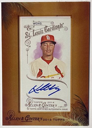 Kolten Wong 2014 Allen & Ginter Mini Framed On Card Auto #AGA-KW (St. Louis Cardinals)-Powers Sports Memorabilia