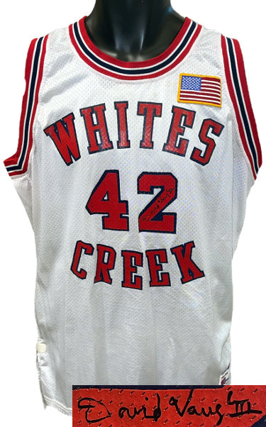 David Vaughn III Autographed 1991 Whites Creek High School White Pro Pak Speedline Game Used Jersey Size 46- Beckett Review-Powers Sports Memorabilia