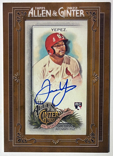 Juan Yepez Autographed 2022 Topps Allen & Ginter Mini Framed RC Auto Card #MA-JT (St. Louis Cardinals) - CTBL_041945-Powers Sports Memorabilia