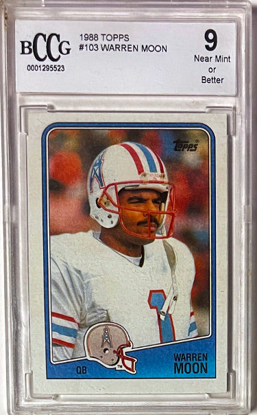 Warren Moon 1988 Topps Card #103- BCCG Graded 9 Near Mint or Better (Houston Oilers)-Powers Sports Memorabilia