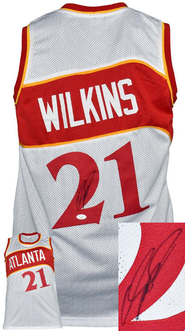 Dominique Wilkins Autographed Atlanta White TB Custom Stitched Basketball Jersey XL- JSA Witnessed-Powers Sports Memorabilia