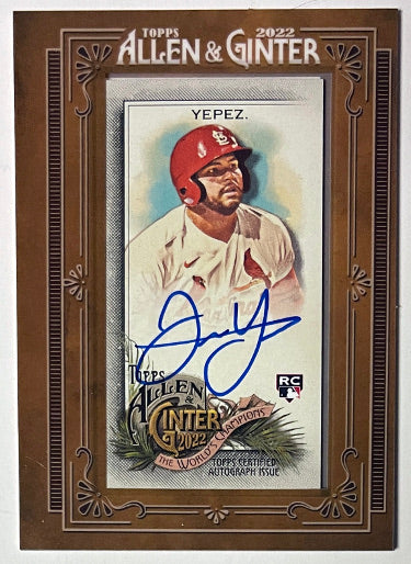 Juan Yepez Autographed 2022 Topps Allen & Ginter Mini Framed RC Auto Card #MA-JT (St. Louis Cardinals) - CTBL_041987-Powers Sports Memorabilia