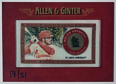 Nolan Arenado 2021 Topps Allen & Ginter Murad Mini Framed Cloth Card- /51 (St. Louis Cardinals)-Powers Sports Memorabilia