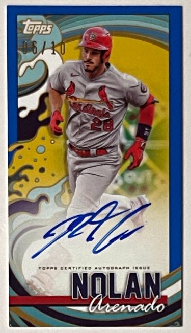 Nolan Arenado Autographed 2022 Topps Rip Mini Blue On Card Auto #TRA-NA- /10 (St. Louis Cardinals)-Powers Sports Memorabilia