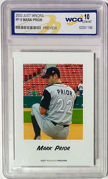 Mark Prior 2003 Just Minors Rookies Preview Card (RC) #P-8- WCG Graded 10 Gem Mint (Chicago Cubs)-Powers Sports Memorabilia