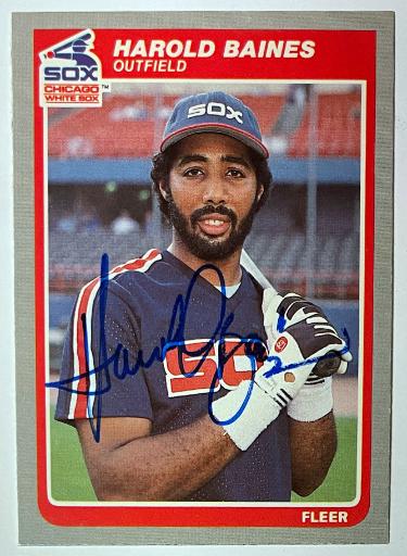 Harold Baines Autographed 1985 Fleer On Card Auto #507- COA (Chicago White Sox)-Powers Sports Memorabilia