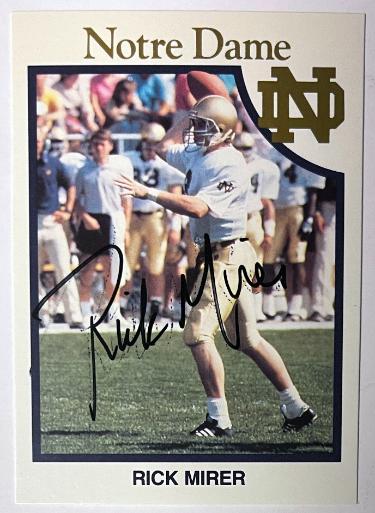Rick Mirer Autographed 1990 Notre Dame Fighting Irish On Card Auto #22- COA-Powers Sports Memorabilia