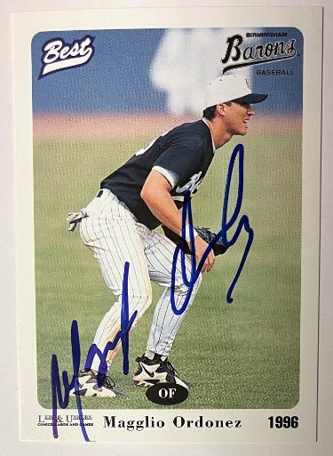 Magglio Ordonez Autographed 1996 Best Rookie On Card Auto (RC) #5- COA (Birmingham Barons/Chicago White Sox)-Powers Sports Memorabilia